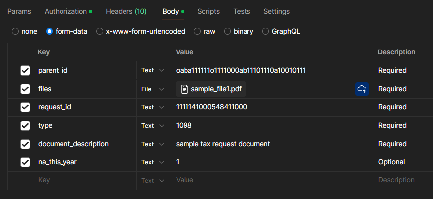 Sample Input to Upload File